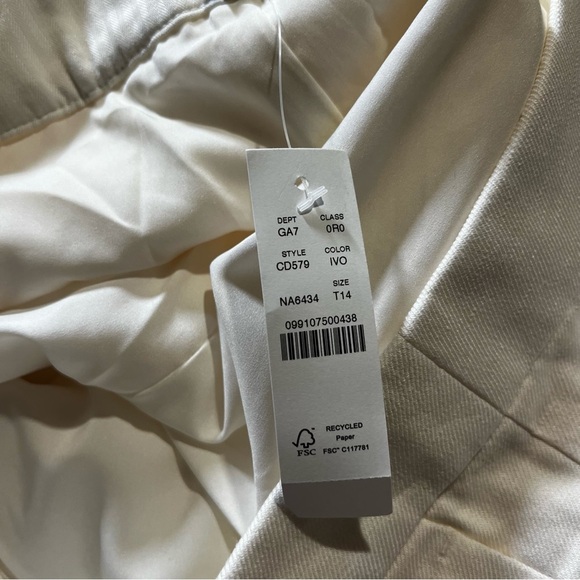J. Crew Kate Pants Ivory Linen Blend Size 14 Tall Cropped Resortwear Summer NWT - Picture 7 of 9